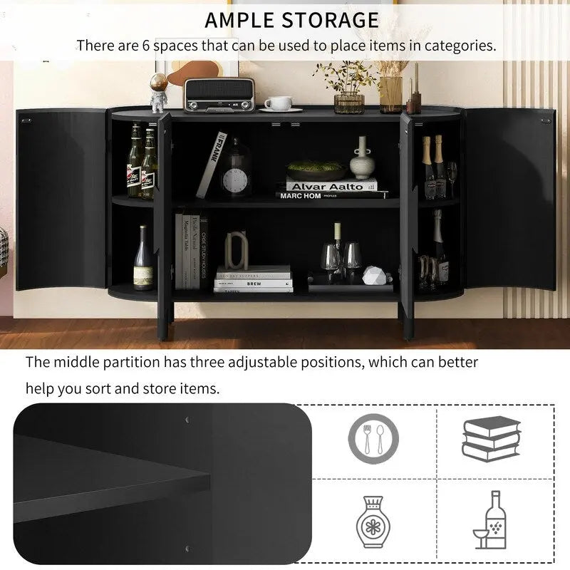 Credenza di lusso leggera con ripiani regolabili e ampio spazio di archiviazione