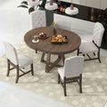 Set da Tavolo 5 Pezzi Stile Vintage, Tavolo da Pranzo Rotondo Allungabile 42-58 con 4 Sedie da Pranzo Imbottite