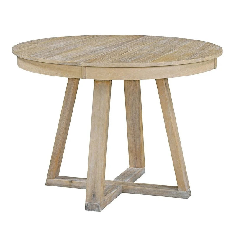 Set da Tavolo 5 Pezzi Stile Vintage, Tavolo da Pranzo Rotondo Allungabile 42-58 con 4 Sedie da Pranzo Imbottite