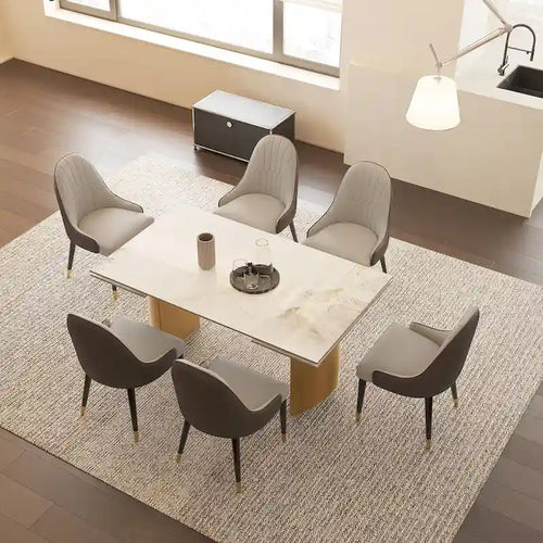 Ensemble de salle à manger de 9 pièces : table à manger extensible en pierre frittée de 240 cm avec 8 chaises
