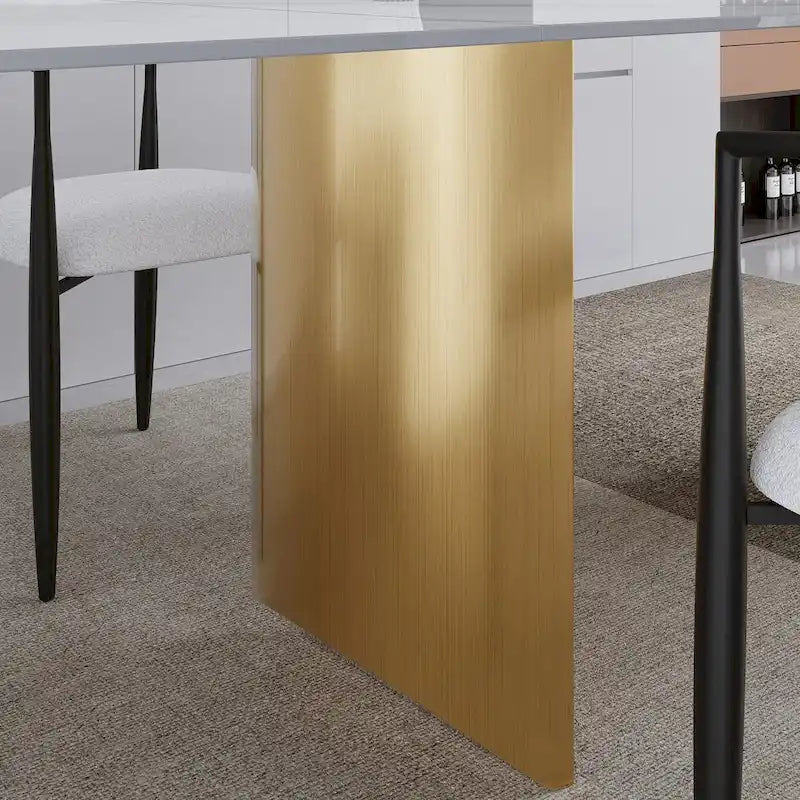 Set da pranzo da 9 pezzi: tavolo allungabile in pietra sinterizzata da 240 cm con 8 sedie