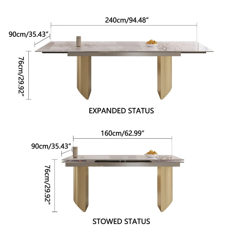 Set da pranzo da 9 pezzi: tavolo allungabile in pietra sinterizzata da 240 cm con 8 sedie
