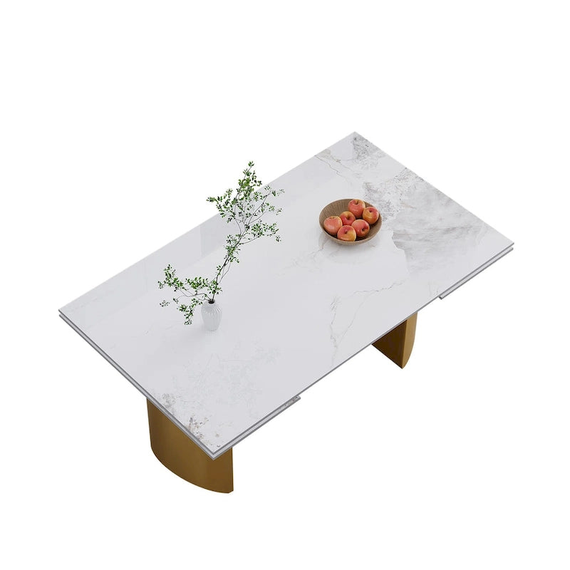 Set da pranzo da 9 pezzi: tavolo allungabile in pietra sinterizzata da 240 cm con 8 sedie