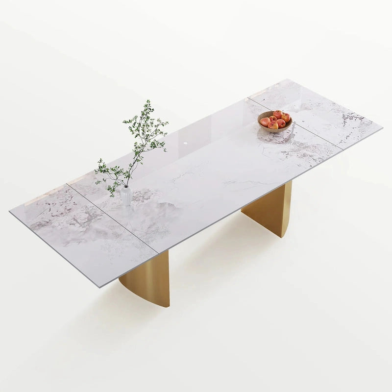 Set da pranzo da 9 pezzi: tavolo allungabile in pietra sinterizzata da 240 cm con 8 sedie