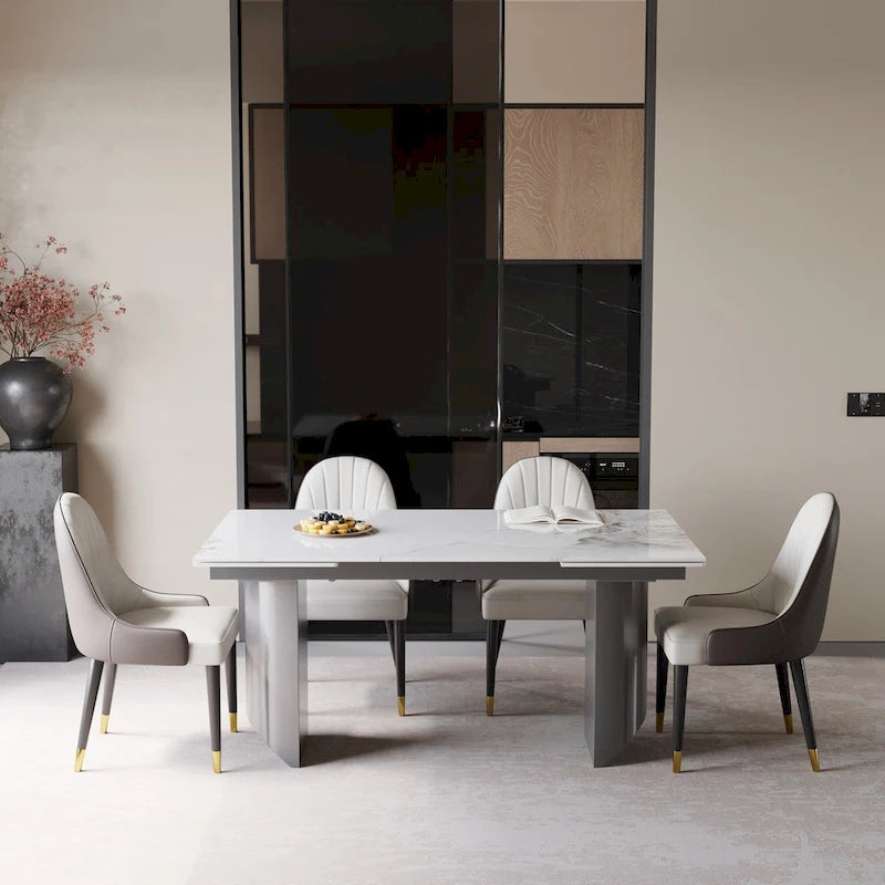Set da pranzo da 9 pezzi: tavolo allungabile in pietra sinterizzata da 240 cm con 8 sedie