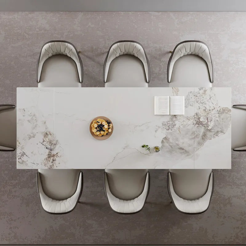 Set da pranzo da 9 pezzi: tavolo allungabile in pietra sinterizzata da 240 cm con 8 sedie