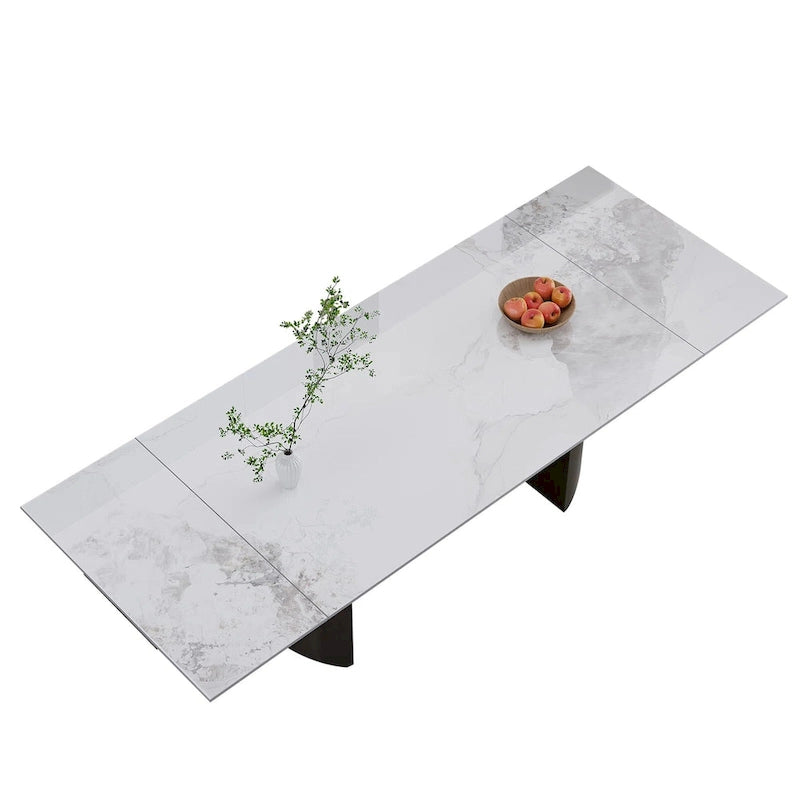 Set da pranzo da 9 pezzi: tavolo allungabile in pietra sinterizzata da 240 cm con 8 sedie