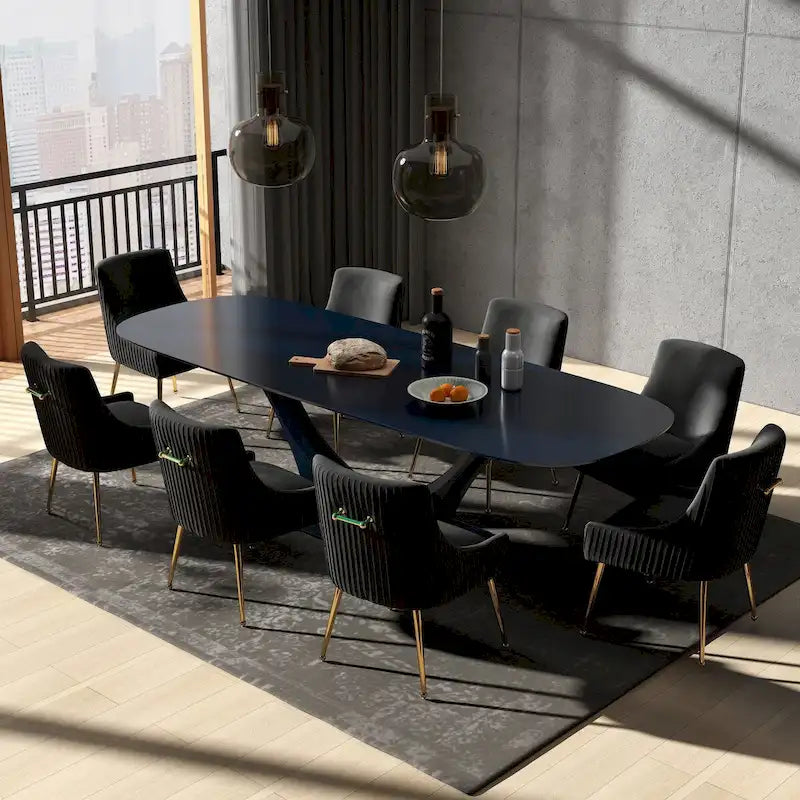 SEYNAR Set di 8 Sedie da Pranzo Moderne in Velluto Glamour per Sala da Pranzo, Sedia Vanity Trapuntata per Soggiorno (senza tavolo)