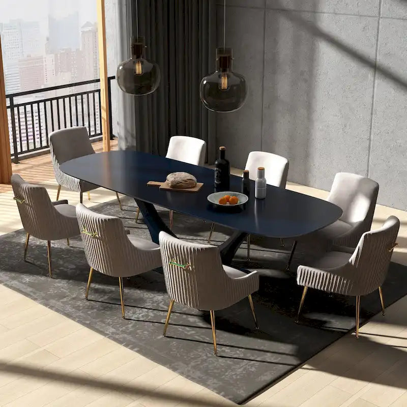 SEYNAR Set di 8 Sedie da Pranzo Moderne in Velluto Glamour per Sala da Pranzo, Sedia Vanity Trapuntata per Soggiorno (senza tavolo)