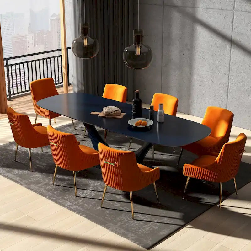 SEYNAR Set di 8 Sedie da Pranzo Moderne in Velluto Glamour per Sala da Pranzo, Sedia Vanity Trapuntata per Soggiorno (senza tavolo)