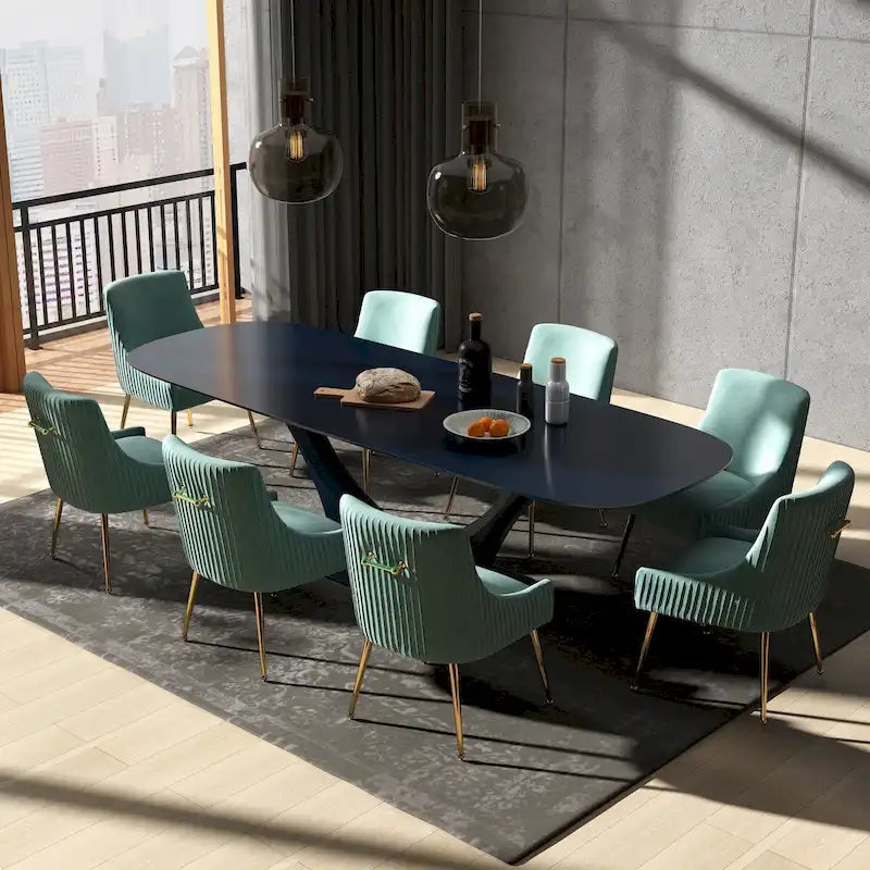 SEYNAR Set di 8 Sedie da Pranzo Moderne in Velluto Glamour per Sala da Pranzo, Sedia Vanity Trapuntata per Soggiorno (senza tavolo)