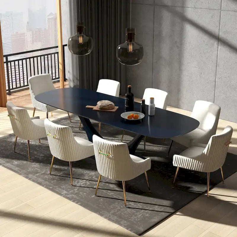 SEYNAR Set di 8 Sedie da Pranzo Moderne in Velluto Glamour per Sala da Pranzo, Sedia Vanity Trapuntata per Soggiorno (senza tavolo)