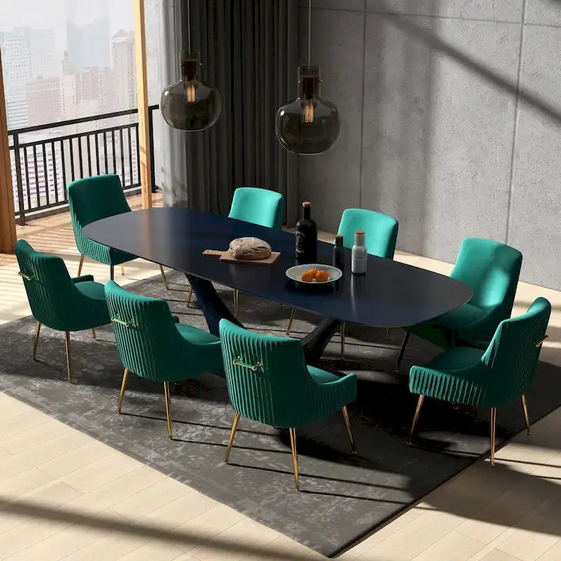 SEYNAR Set di 8 Sedie da Pranzo Moderne in Velluto Glamour per Sala da Pranzo, Sedia Vanity Trapuntata per Soggiorno (senza tavolo)