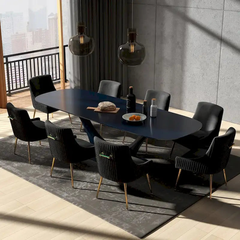 SEYNAR Set di 8 Sedie da Pranzo Moderne in Velluto Glamour per Sala da Pranzo, Sedia Vanity Trapuntata per Soggiorno (senza tavolo)