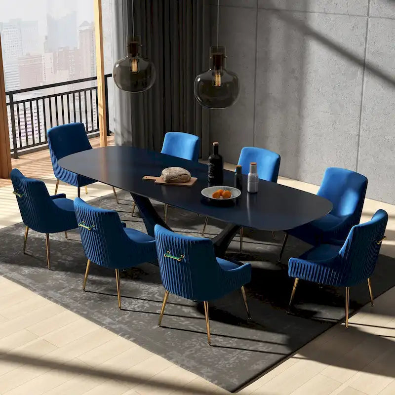 SEYNAR Set di 8 Sedie da Pranzo Moderne in Velluto Glamour per Sala da Pranzo, Sedia Vanity Trapuntata per Soggiorno (senza tavolo)