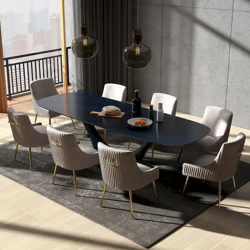 SEYNAR Set di 8 Sedie da Pranzo Moderne in Velluto Glamour per Sala da Pranzo, Sedia Vanity Trapuntata per Soggiorno (senza tavolo)