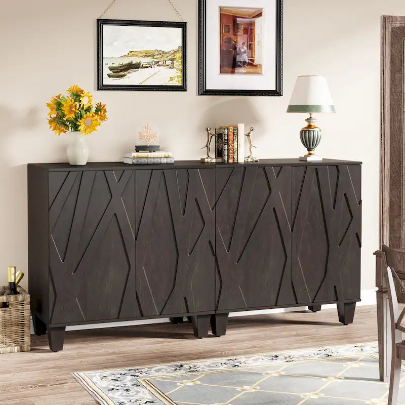 Credenza da 55 pollici, mobile buffet in legno con ripiano regolabile