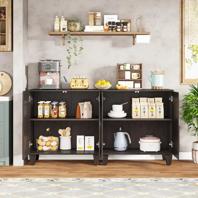 Credenza da 55 pollici, mobile buffet in legno con ripiano regolabile