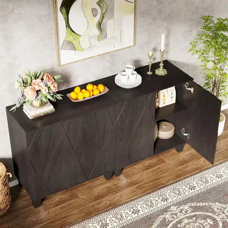 Credenza da 55 pollici, mobile buffet in legno con ripiano regolabile
