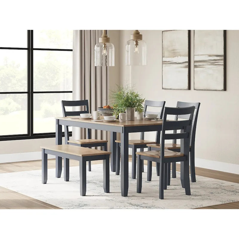Tavolo da pranzo Signature Design by Ashley Gesthaven con 4 sedie e panca (set di 6)