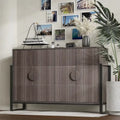 COZAYH Armadietto credenza scanalata con 4 ante, mobile buffet moderno stile rustico con ripiani regolabili, finitura grigio anticato