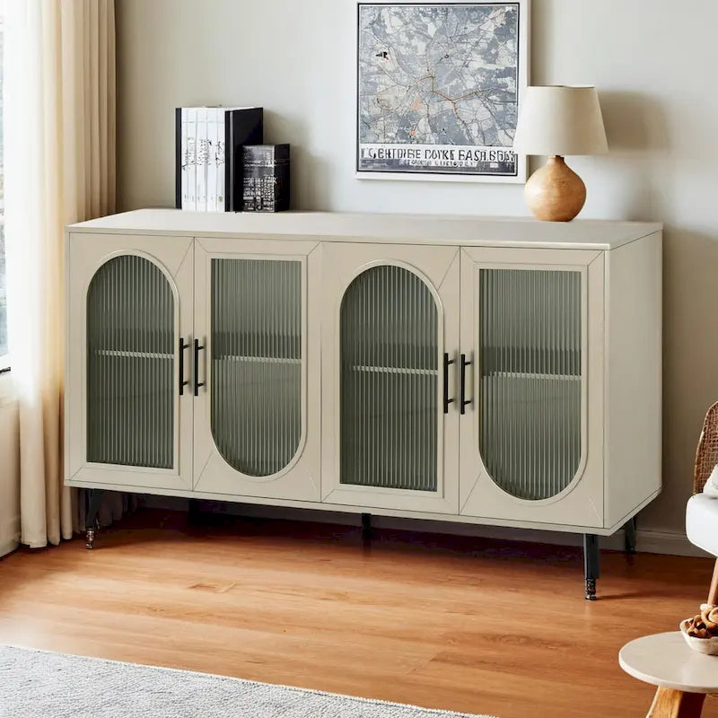 Mobile TV per televisori da 65+ pollici, mobile TV in legno con armadietto e ripiani regolabili, console multimediale per soggiorno e camera da letto