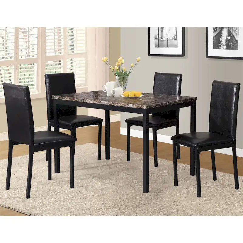 Sedie da Pranzo con Telaio in Metallo e Seduta in Similpelle, Set da 4
