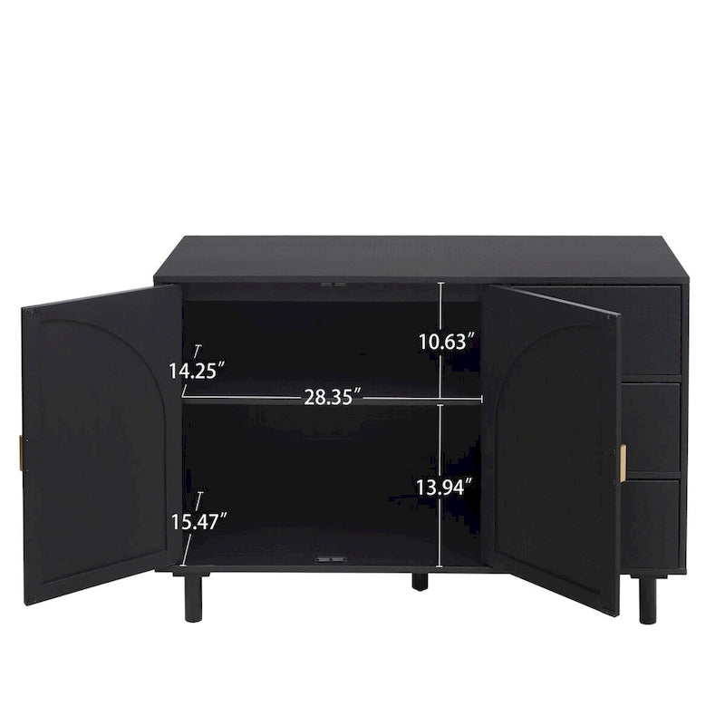 Organizzatore per dispensa in legno con 2 ante e 3 cassetti con ripiani regolabili, mobile contenitore per soggiorno e cucina