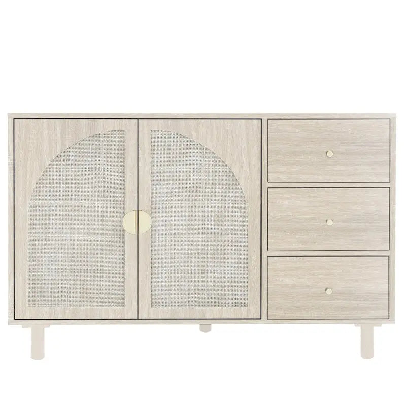 Organizzatore per dispensa in legno con 2 ante e 3 cassetti con ripiani regolabili, mobile contenitore per soggiorno e cucina
