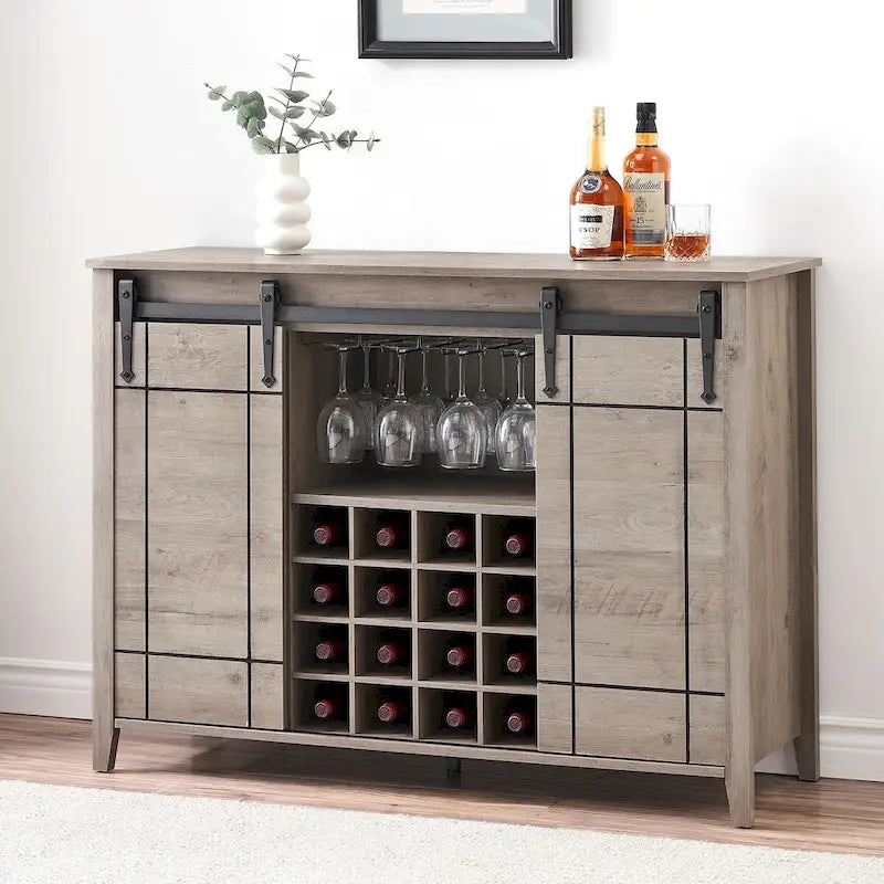 Credenza da buffet per mobile bar da vino Farmhouse 47 con portabottiglie da 16 bottiglie - 15,7P x 47,2L x 34,61A