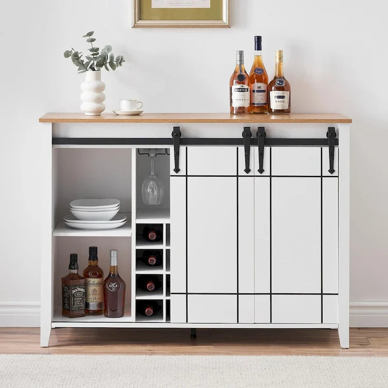 Credenza da buffet per mobile bar da vino Farmhouse 47 con portabottiglie da 16 bottiglie - 15,7P x 47,2L x 34,61A
