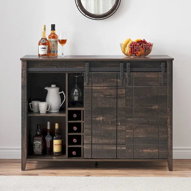 Credenza da buffet per mobile bar da vino Farmhouse 47 con portabottiglie da 16 bottiglie - 15,7P x 47,2L x 34,61A