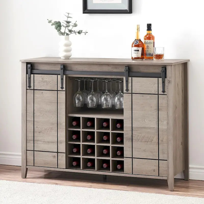 Credenza da buffet per mobile bar da vino Farmhouse 47 con portabottiglie da 16 bottiglie - 15,7P x 47,2L x 34,61A
