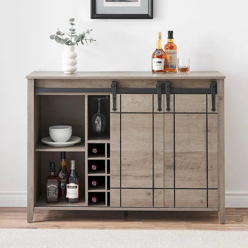 Credenza da buffet per mobile bar da vino Farmhouse 47 con portabottiglie da 16 bottiglie - 15,7P x 47,2L x 34,61A