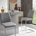 Sedia da bar moderna semplice grigio chiaro in pelle PU con tubo di metallo cromato, ristorante, set di 2 sedie da bar per la casa