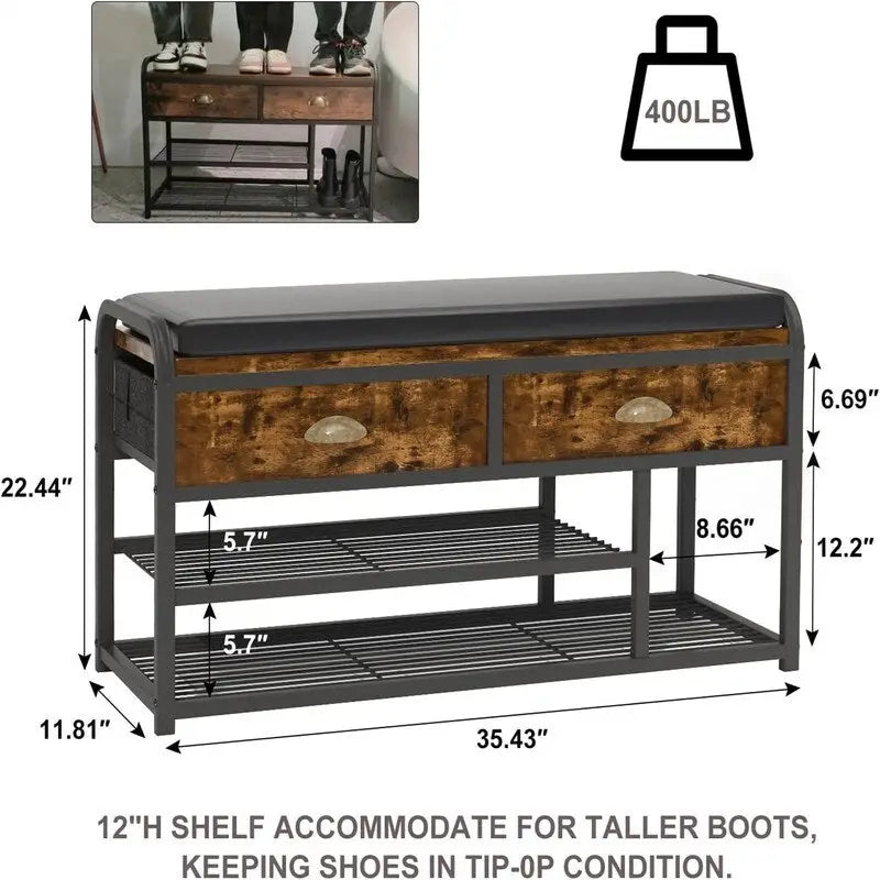 Panca da ingresso a 3 livelli - 35,43P x 11,81L x 22,44A