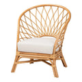 Poltrona d'accento Emmeline in rattan bohémien color miele