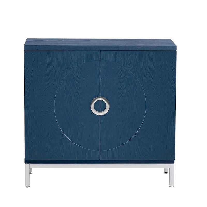 Credenza Armadietto con impiallacciatura in legno massello e struttura in metallo per soggiorno, ingresso