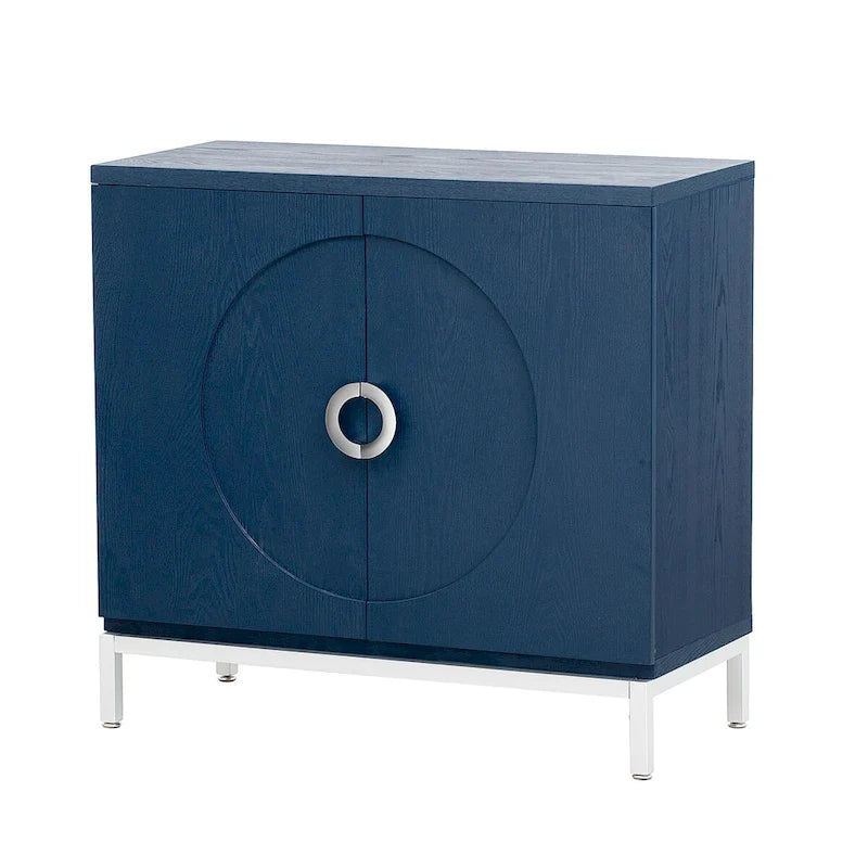 Credenza Armadietto con impiallacciatura in legno massello e struttura in metallo per soggiorno, ingresso