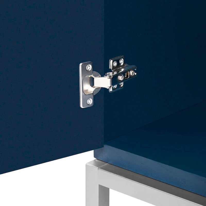 Credenza Armadietto con impiallacciatura in legno massello e struttura in metallo per soggiorno, ingresso