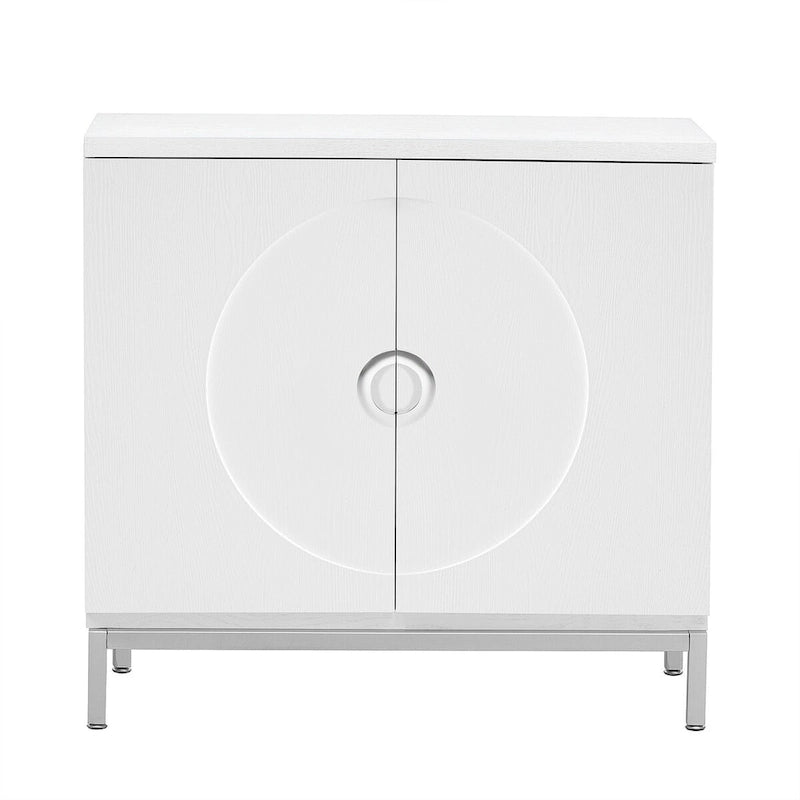 Credenza Armadietto con impiallacciatura in legno massello e struttura in metallo per soggiorno, ingresso