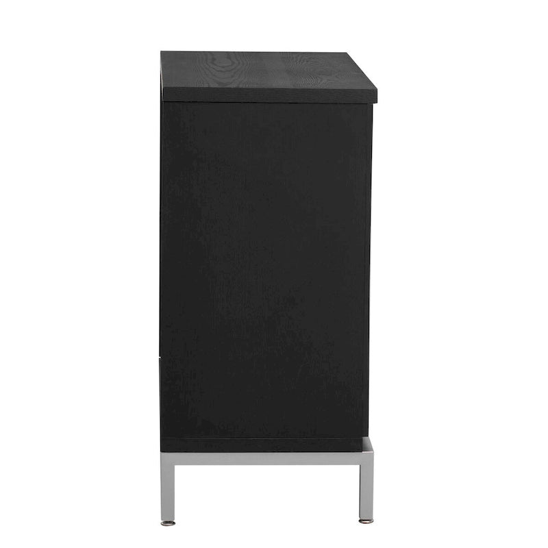 Credenza Armadietto con impiallacciatura in legno massello e struttura in metallo per soggiorno, ingresso