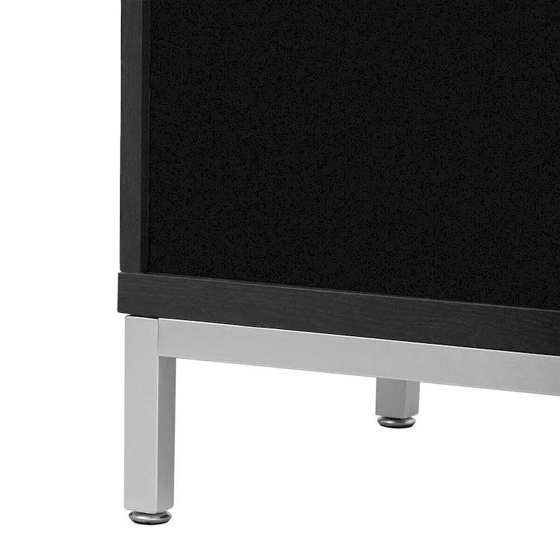 Credenza Armadietto con impiallacciatura in legno massello e struttura in metallo per soggiorno, ingresso