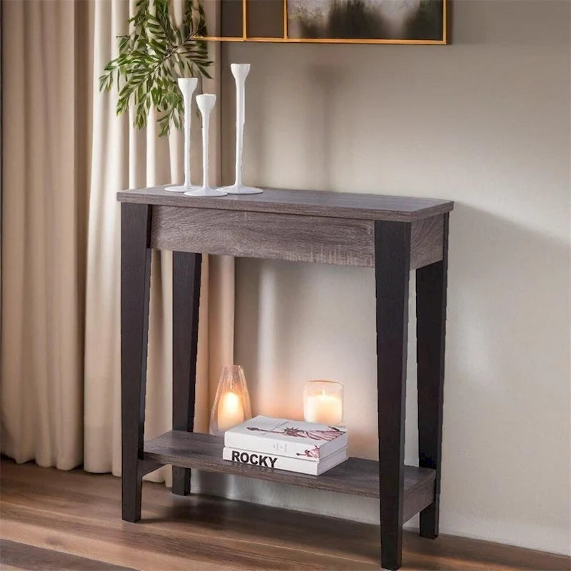 Console moderna con ripiano inferiore e gambe affusolate