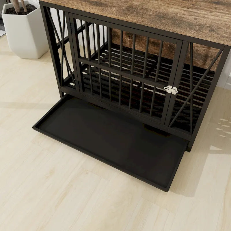 Mobili per Gabbie per Cani, Cuccia da Interno per Cani Fino a 32 kg (70 lb), con Vassoio Estraibile, Tavolino Gabbia per Cani Resistente