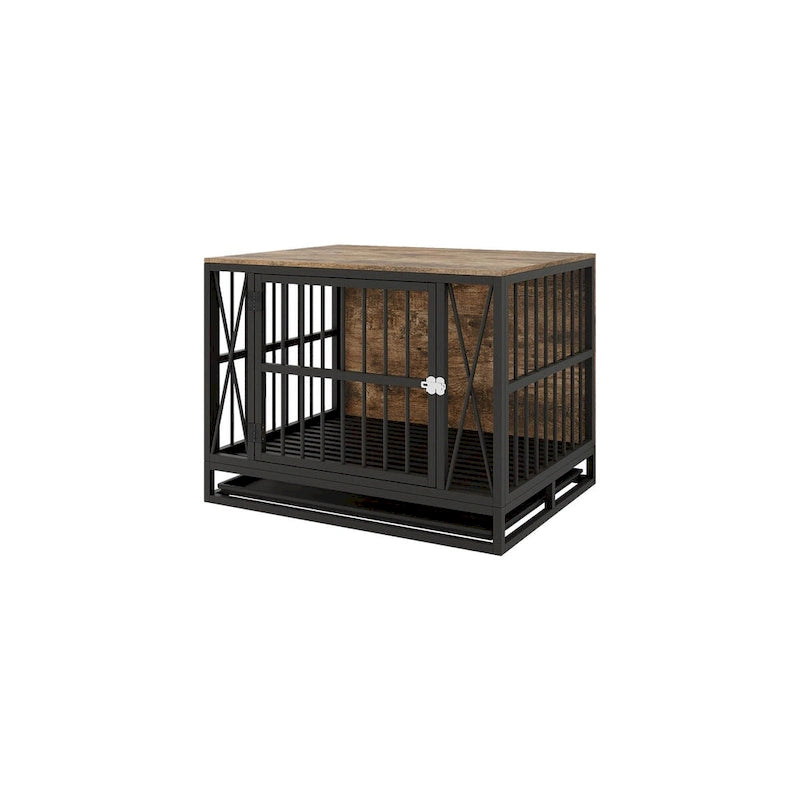 Mobili per Gabbie per Cani, Cuccia da Interno per Cani Fino a 32 kg (70 lb), con Vassoio Estraibile, Tavolino Gabbia per Cani Resistente