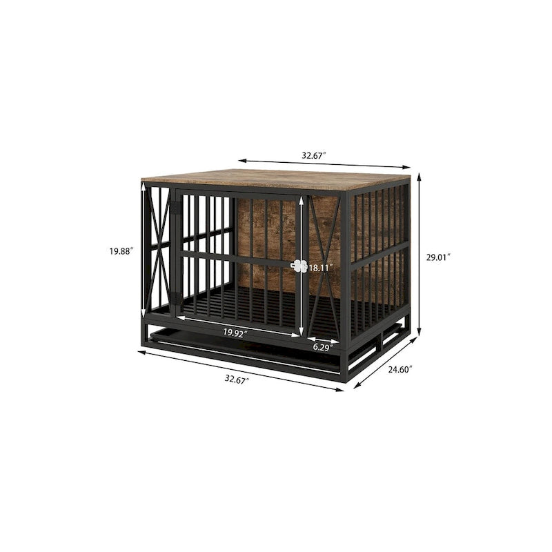 Mobili per Gabbie per Cani, Cuccia da Interno per Cani Fino a 32 kg (70 lb), con Vassoio Estraibile, Tavolino Gabbia per Cani Resistente