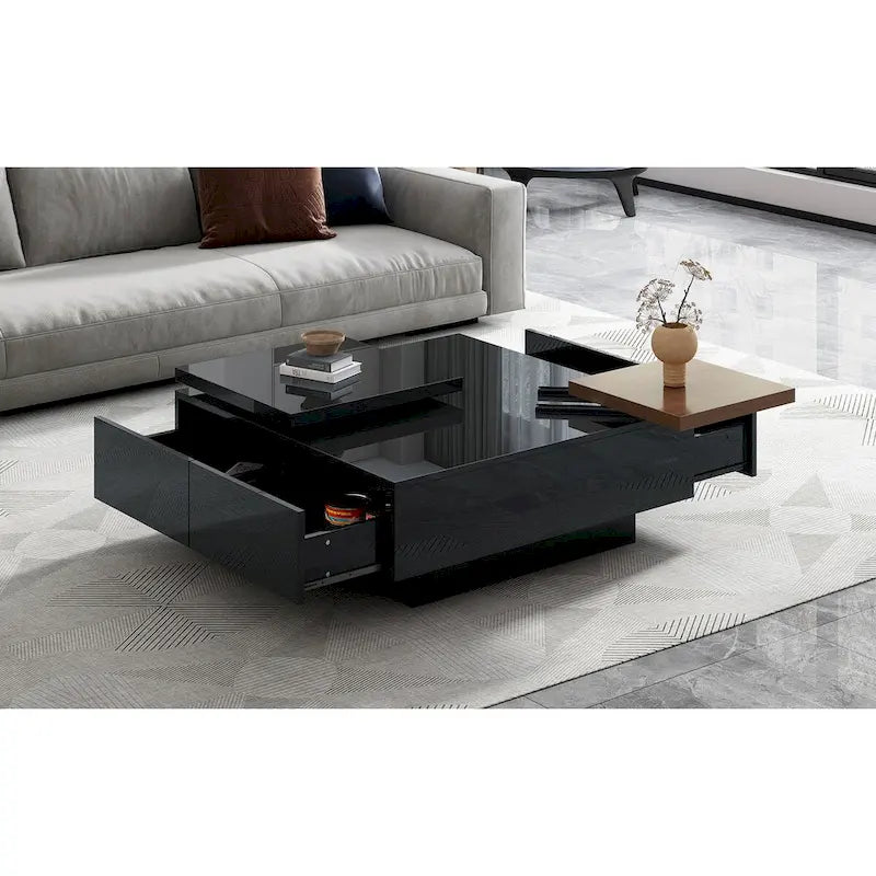 Tavolino da Caffè Moderno Quadrato in Legno