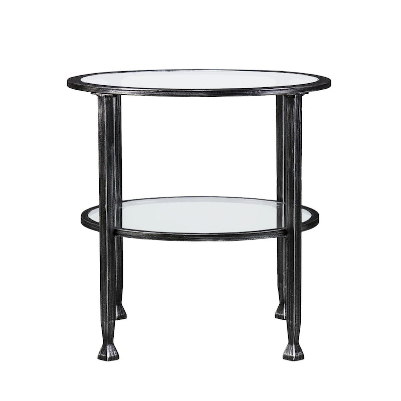 HomeRoots Tavolino rotondo 24x24x24 in vetro nero e ferro