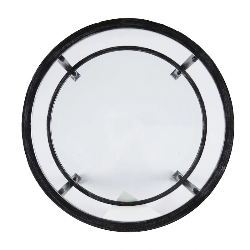 HomeRoots Tavolino rotondo 24x24x24 in vetro nero e ferro